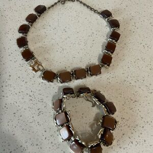 Elegant Brown Jewelry Set Vintage